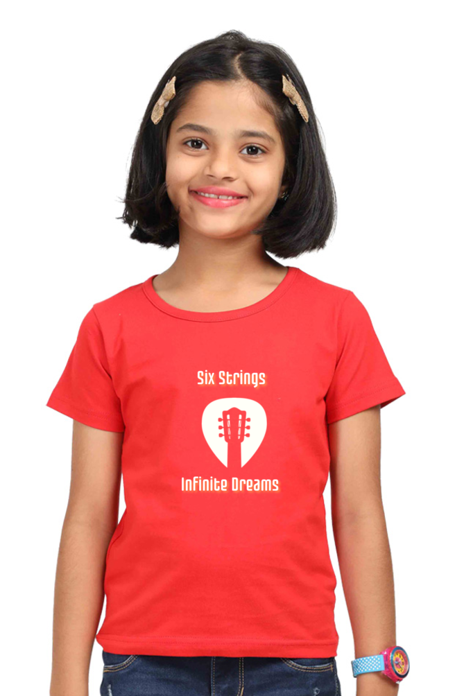 Girls' Round Neck Graphic T-Shirts - Six Strings