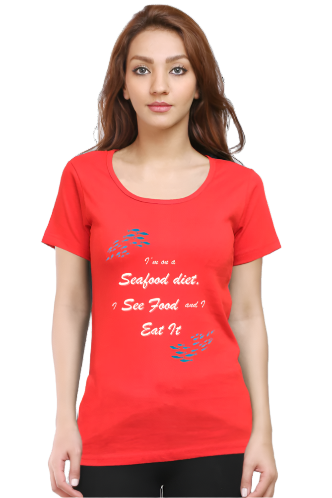 Women’s Round Neck Graphic T-Shirt – Fun, Fashion, and Comfort - Sea Food