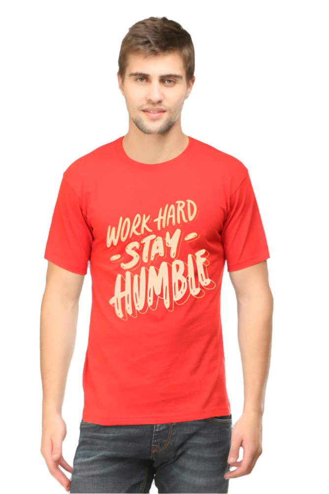 Men’s Round Neck Motivational T-Shirt – Wear Your Inspiration - Work Hard Stay Humble