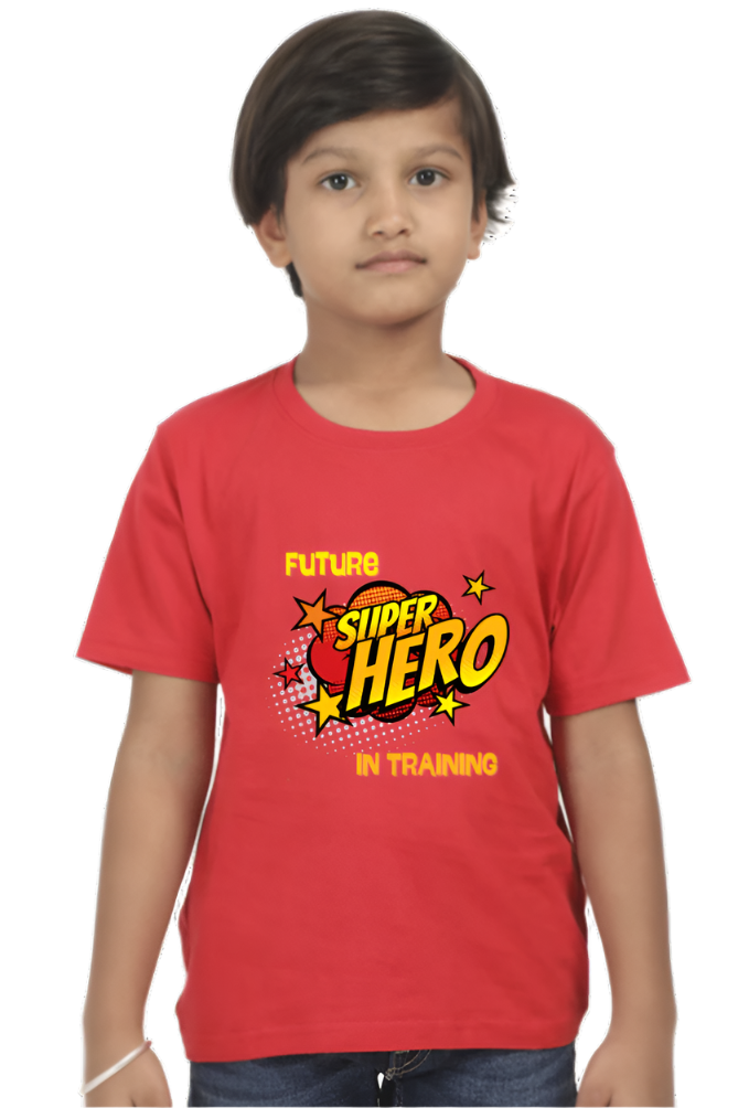 Boy’s Round Neck Graphic T-Shirt - Future Super hero