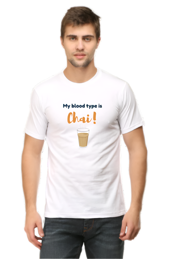 Men’s Round Neck Graphic T-Shirt – Chai Lovers - Chai is my blood type