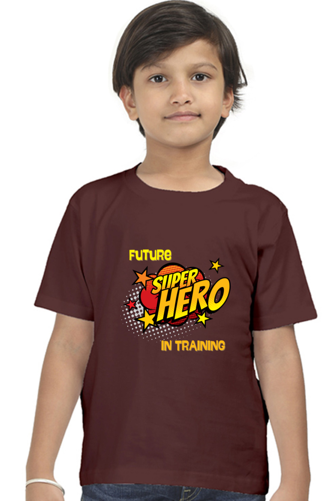 Boy’s Round Neck Graphic T-Shirt - Future Super hero