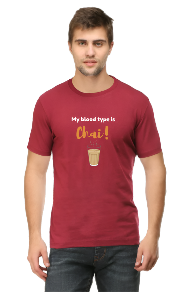 Men’s Round Neck Graphic T-Shirt – Chai Lovers - Chai is my blood type