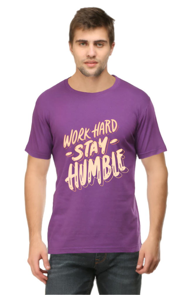 Men’s Round Neck Motivational T-Shirt – Wear Your Inspiration - Work Hard Stay Humble