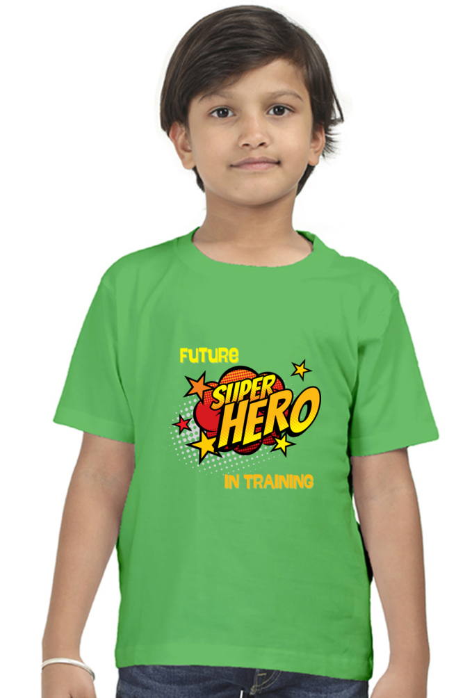 Boy’s Round Neck Graphic T-Shirt - Future Super hero