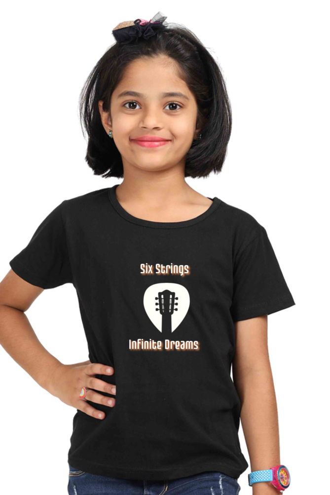 Girls' Round Neck Graphic T-Shirts - Six Strings