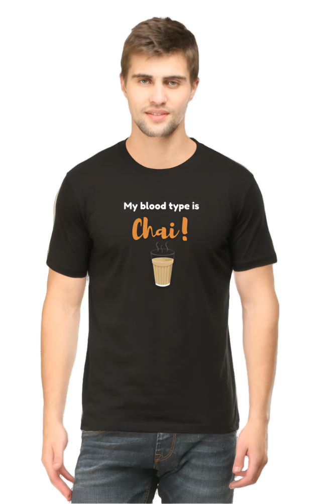 Men’s Round Neck Graphic T-Shirt – Chai Lovers - Chai is my blood type