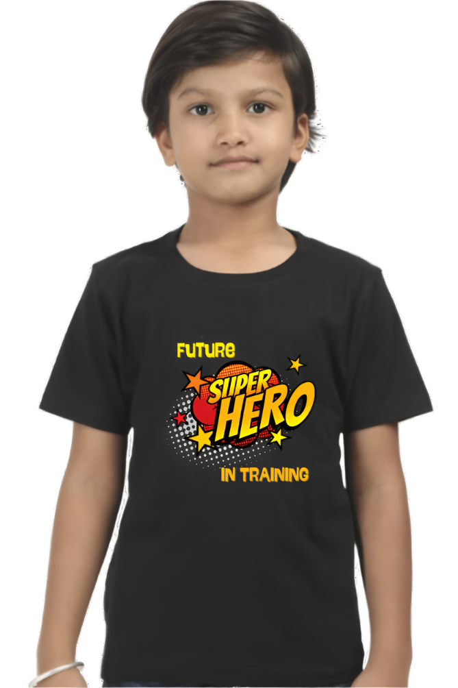 Boy’s Round Neck Graphic T-Shirt - Future Super hero