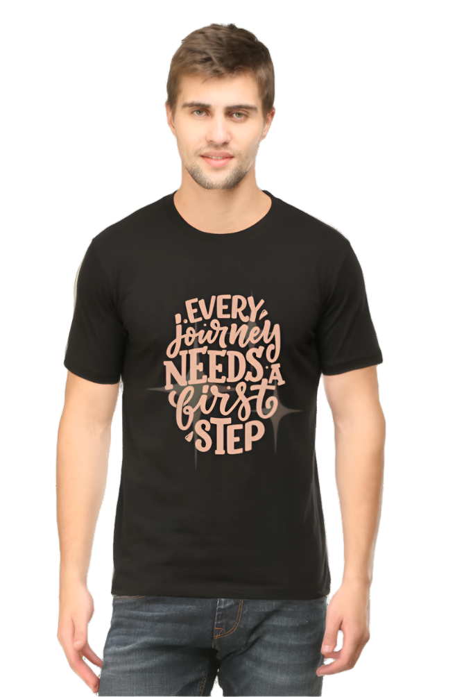 Men’s Round Neck Motivational T-Shirt – Wear Your Inspiration - First Step