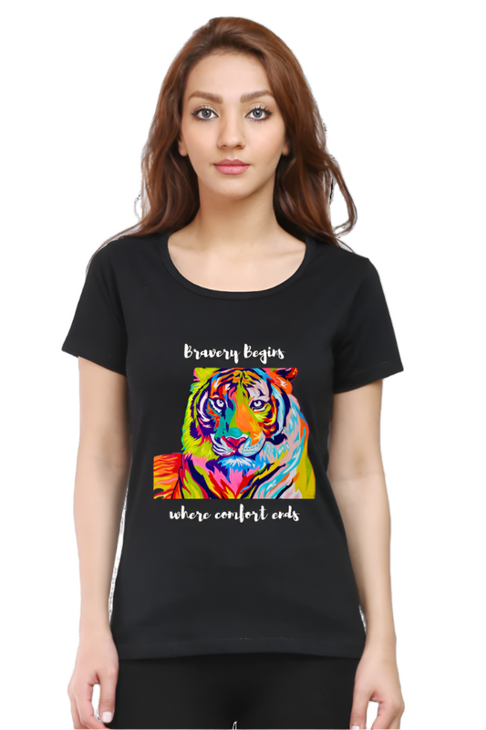 Women’s Round Neck Motivational T-Shirt – Empower Your Style - Fearless