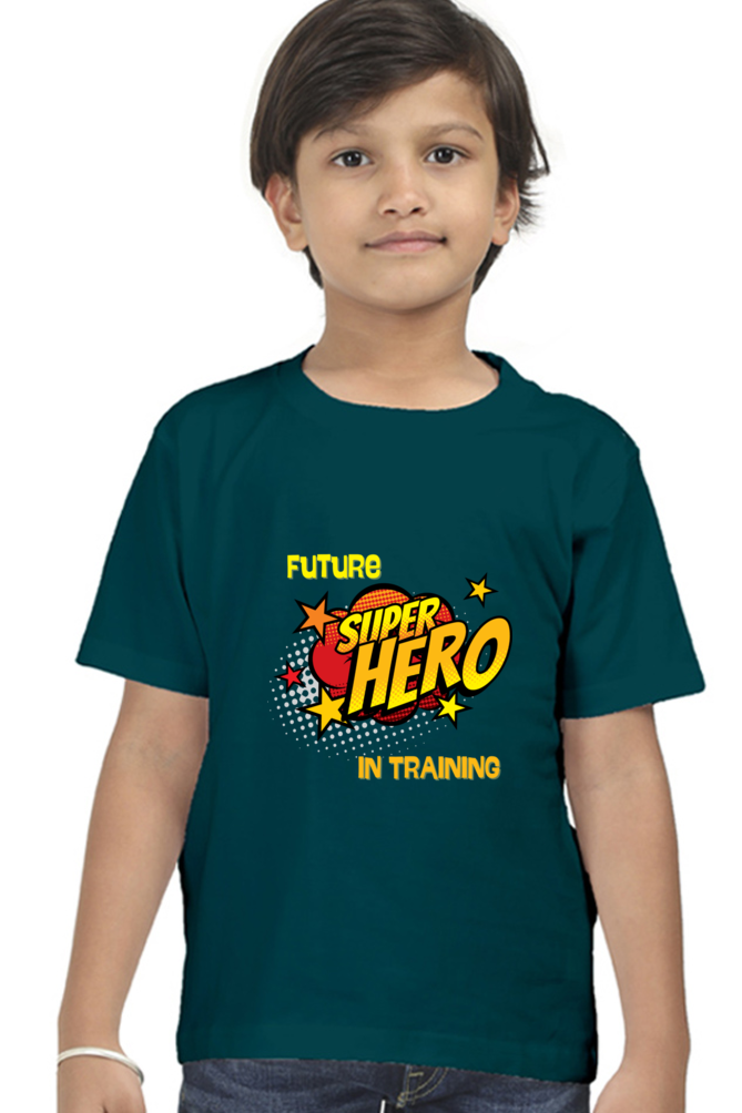 Boy’s Round Neck Graphic T-Shirt - Future Super hero