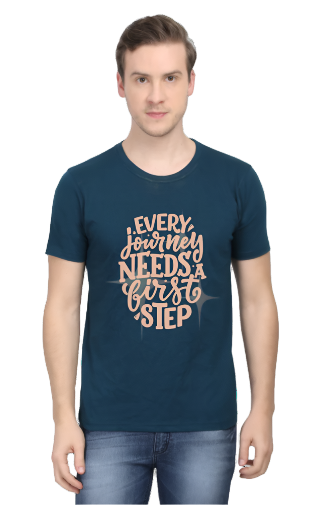 Men’s Round Neck Motivational T-Shirt – Wear Your Inspiration - First Step