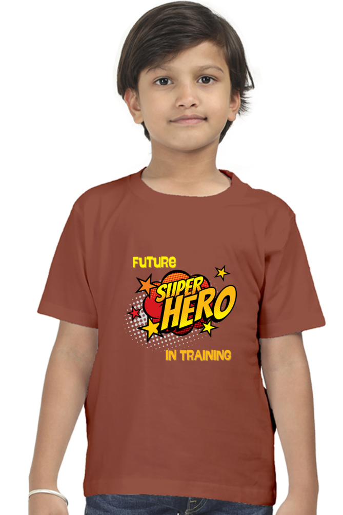 Boy’s Round Neck Graphic T-Shirt - Future Super hero