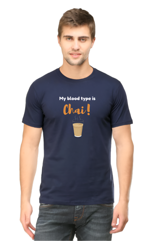 Men’s Round Neck Graphic T-Shirt – Chai Lovers - Chai is my blood type