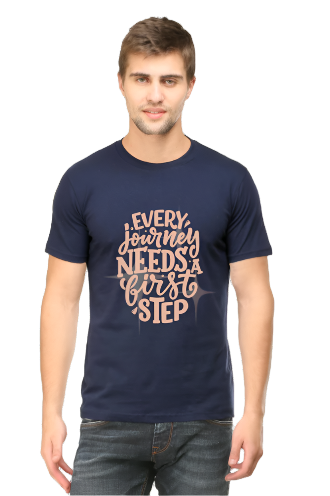 Men’s Round Neck Motivational T-Shirt – Wear Your Inspiration - First Step