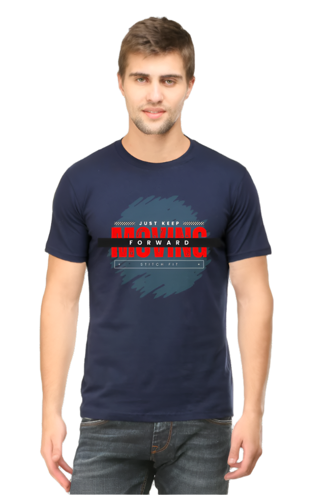 Men’s Round Neck Motivational T-Shirt – Wear Your Inspiration - Keep Moving Forward