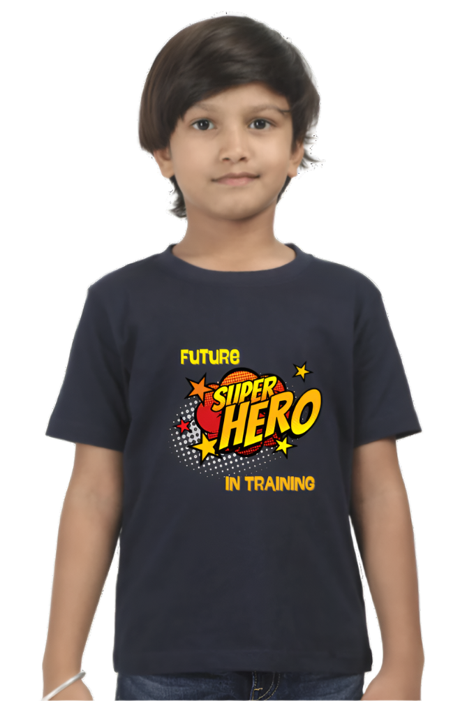 Boy’s Round Neck Graphic T-Shirt - Future Super hero