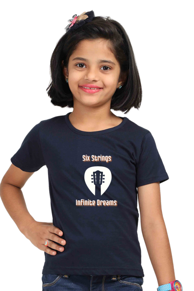 Girls' Round Neck Graphic T-Shirts - Six Strings