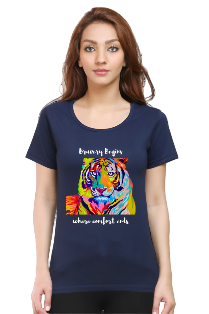 Women’s Round Neck Motivational T-Shirt – Empower Your Style - Fearless