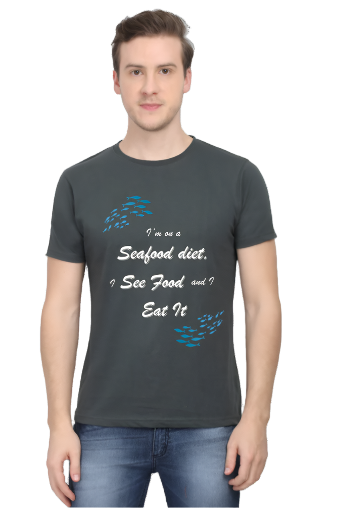 Men’s Round Neck Graphic T-Shirt – Casual Comfort with a Twist of Humor - Sea Food