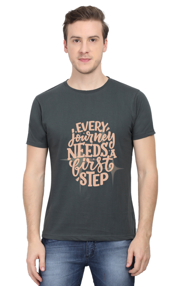 Men’s Round Neck Motivational T-Shirt – Wear Your Inspiration - First Step