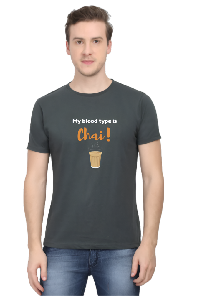 Men’s Round Neck Graphic T-Shirt – Chai Lovers - Chai is my blood type