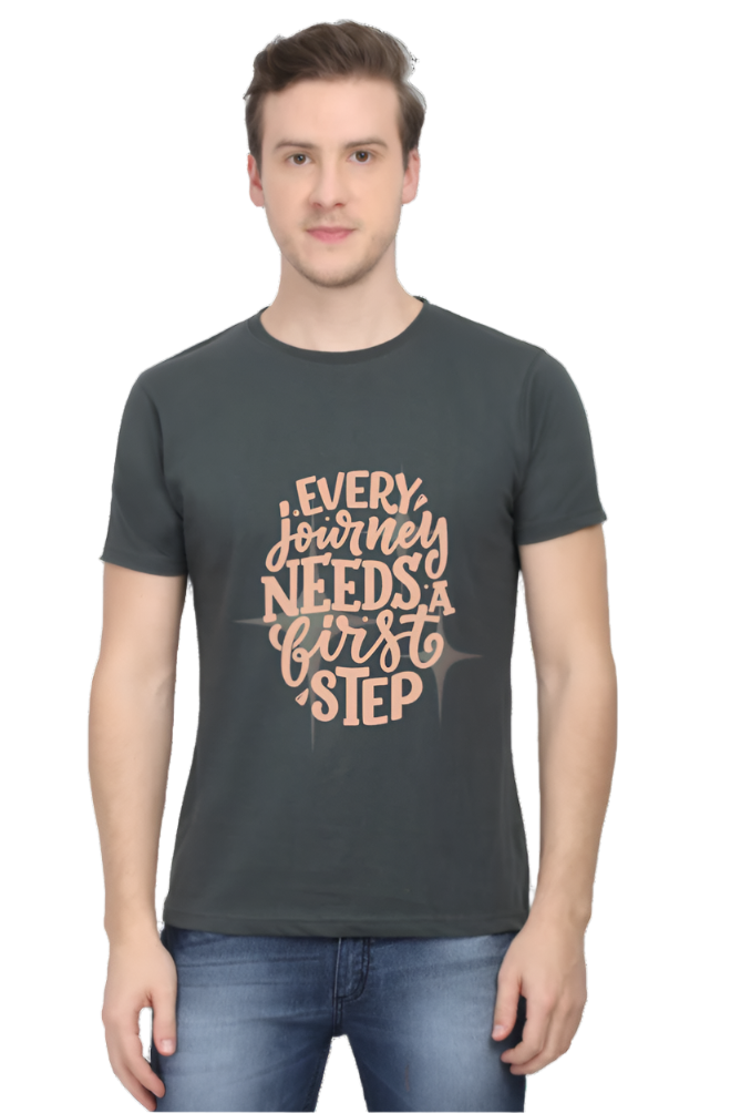 Men’s Round Neck Motivational T-Shirt – Wear Your Inspiration - First Step