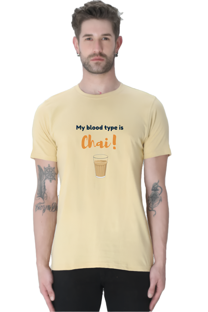 Men’s Round Neck Graphic T-Shirt – Chai Lovers - Chai is my blood type