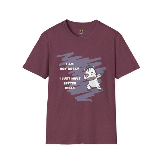 I Am Not Bossy Funny T-Shirt, Softstyle Cute Zebra Graphic Tee | Casual Comfort with a Twist of Humor