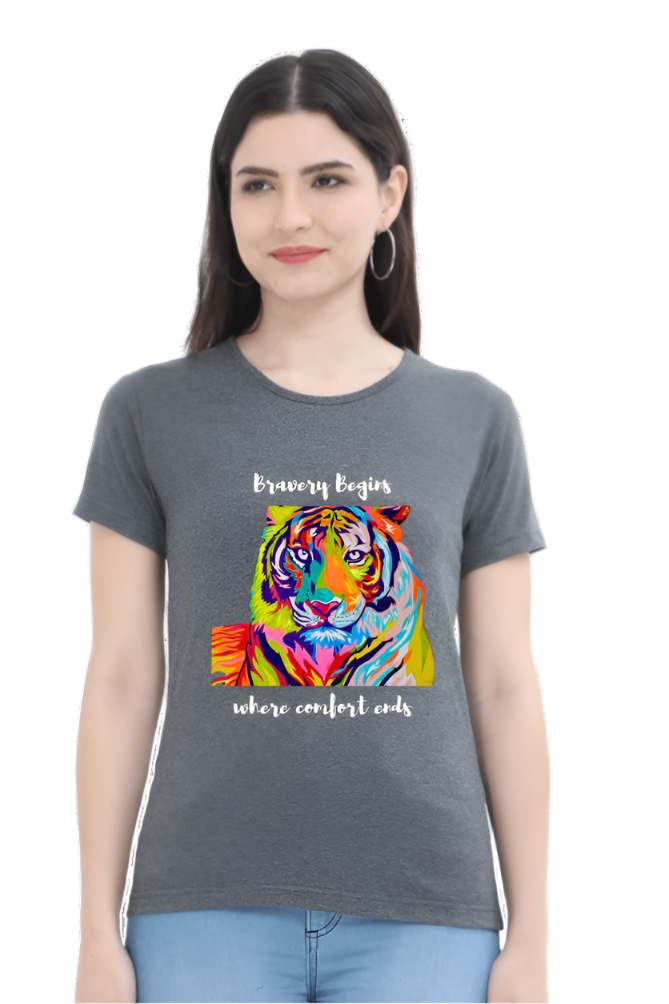 Women’s Round Neck Motivational T-Shirt – Empower Your Style - Fearless