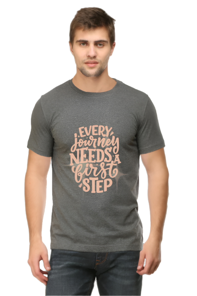 Men’s Round Neck Motivational T-Shirt – Wear Your Inspiration - First Step