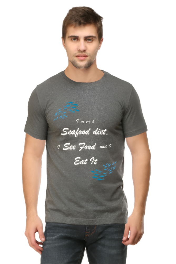 Men’s Round Neck Graphic T-Shirt – Casual Comfort with a Twist of Humor - Sea Food