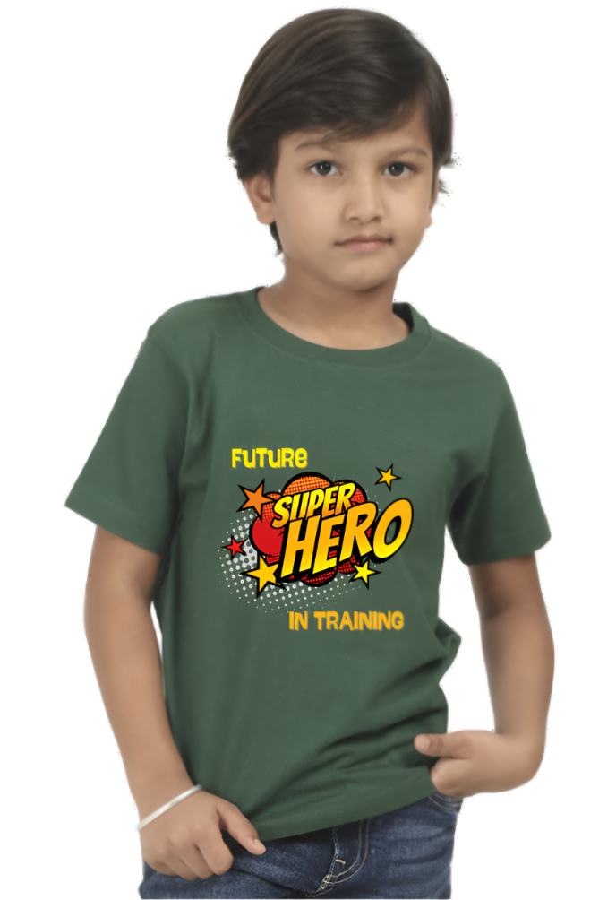 Boy’s Round Neck Graphic T-Shirt - Future Super hero