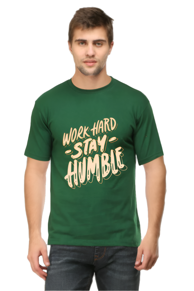 Men’s Round Neck Motivational T-Shirt – Wear Your Inspiration - Work Hard Stay Humble