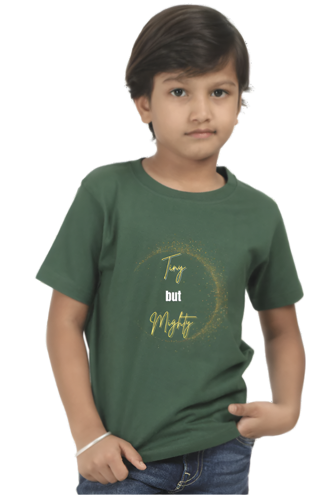 Boy’s Round Neck Graphic T-Shirt - Tiny but Mighty