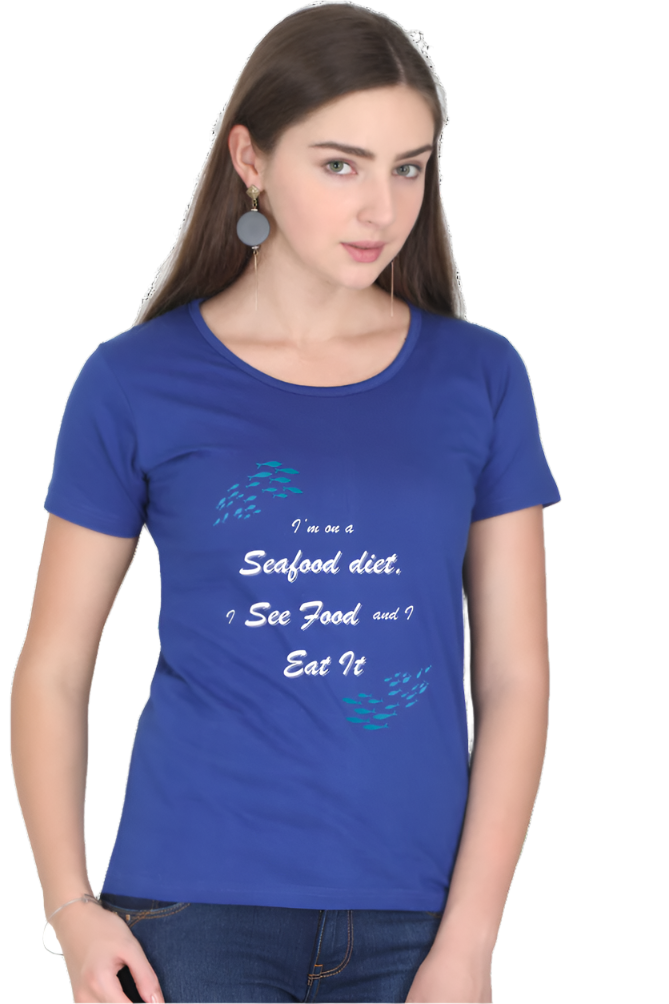 Women’s Round Neck Graphic T-Shirt – Fun, Fashion, and Comfort - Sea Food