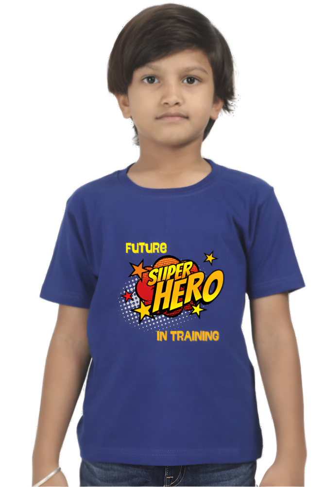 Boy’s Round Neck Graphic T-Shirt - Future Super hero