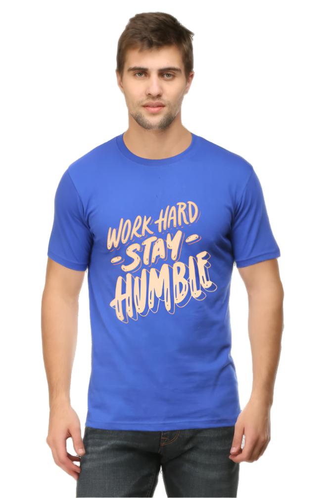 Men’s Round Neck Motivational T-Shirt – Wear Your Inspiration - Work Hard Stay Humble